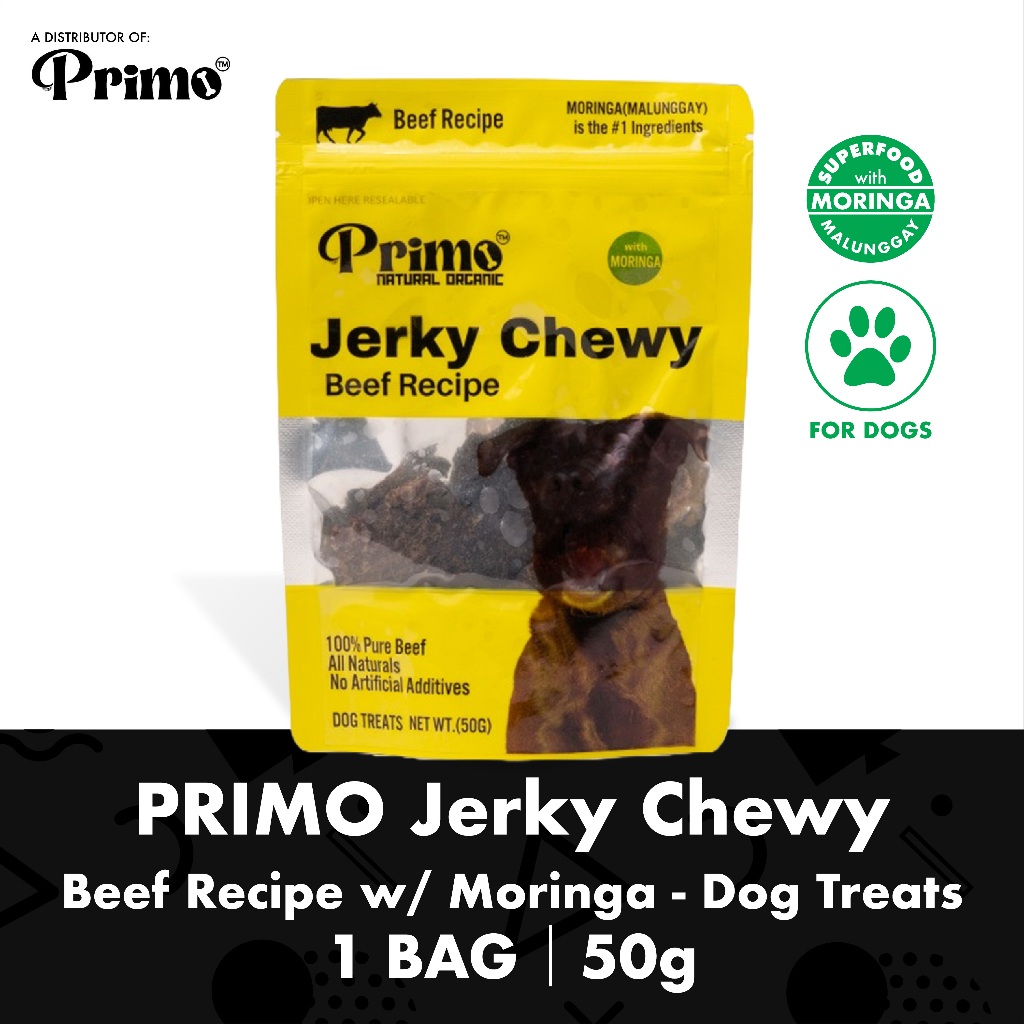 Primo Jerky Chewy Dog Treats Beef Recipe w Moringa 50g Shopee Philippines