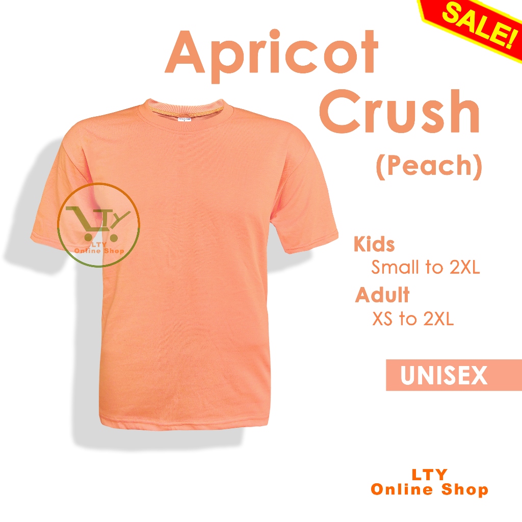 APRICOT CRUSH PEACH T-SHIRT COTTON BLEND ROUND NECK KIDS - ADULT TSHIRT ...