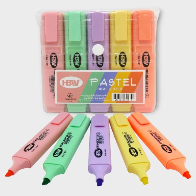 HBW” HIGHLIGHTER PASTEL COLOR 5’s | Shopee Philippines