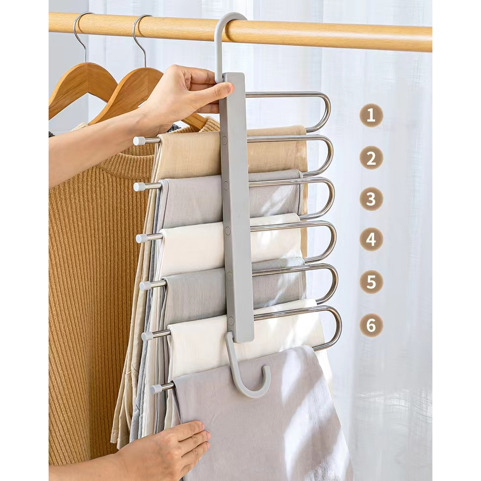 Magic Pants Rack Home Wardrobe Telescopic Storage Artifact Pants Hanger ...