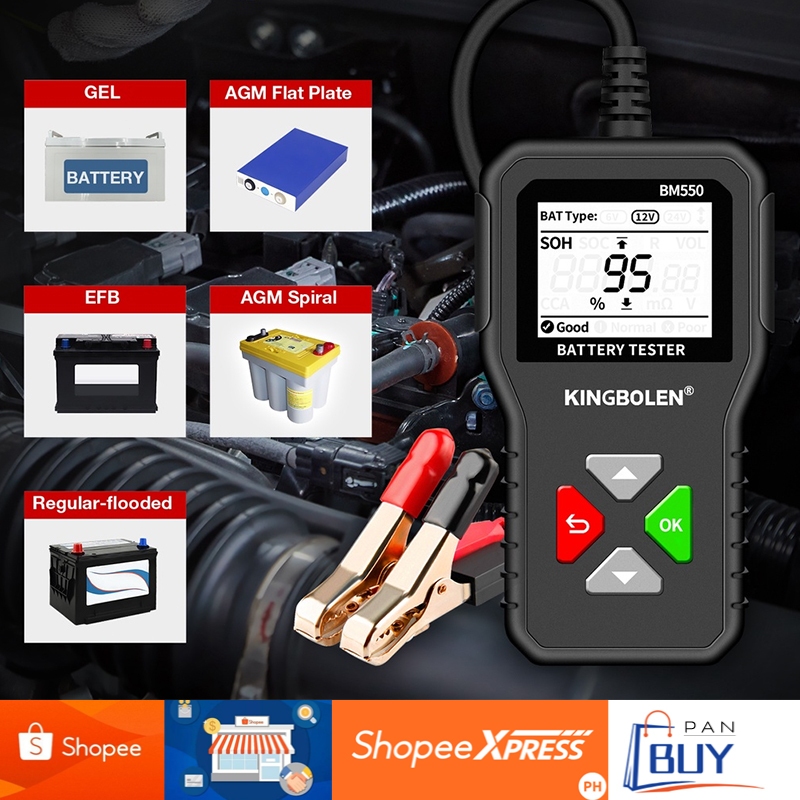 BM550 Car Battery Tester 6V 12V 24V 100 to 2000CCA Cranking Charging