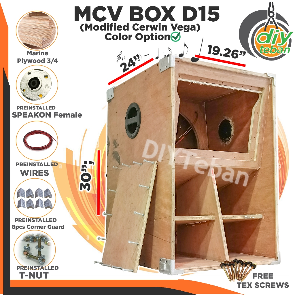 MCV Speaker BOX D15 Modified Cerwin Vega Long Throw Bass, Standard Size