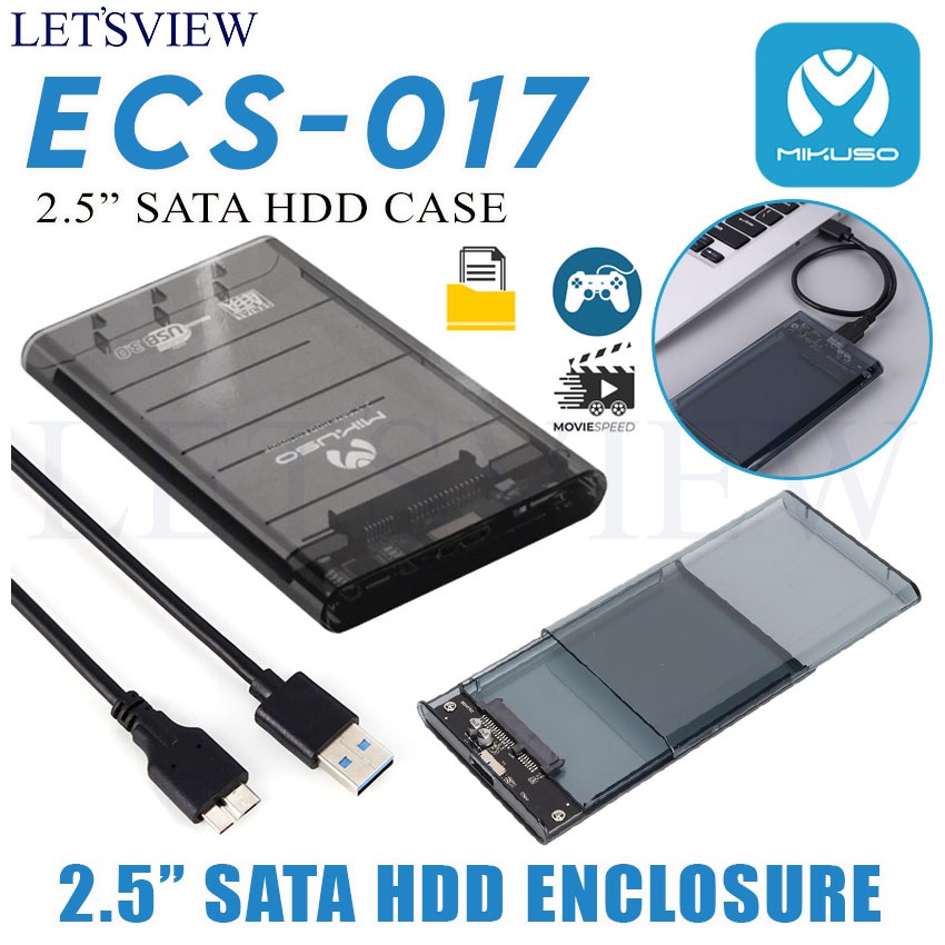 MIKUSO ECS-017 2.5'' SATA HDD Enclosure Case USB 3.0 To SATA HDD Hard ...