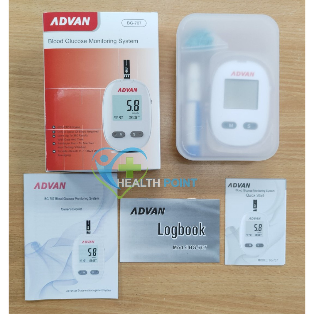Blood Glucose Monitoring System ADVAN BG707 (Meter only, No Strips