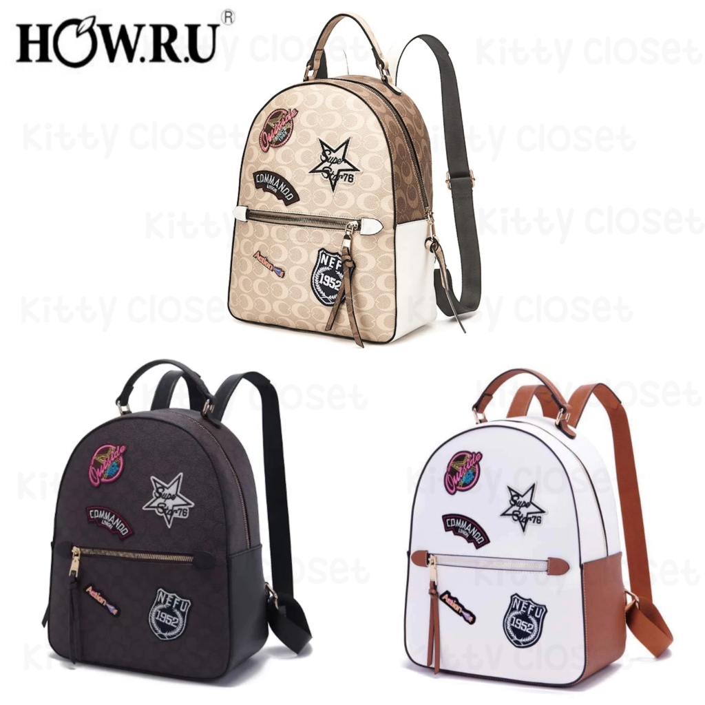 ORIGINAL HOWRU LEATHER BACKPACK WITH PATCHES (LARGE) Shopee Philippines