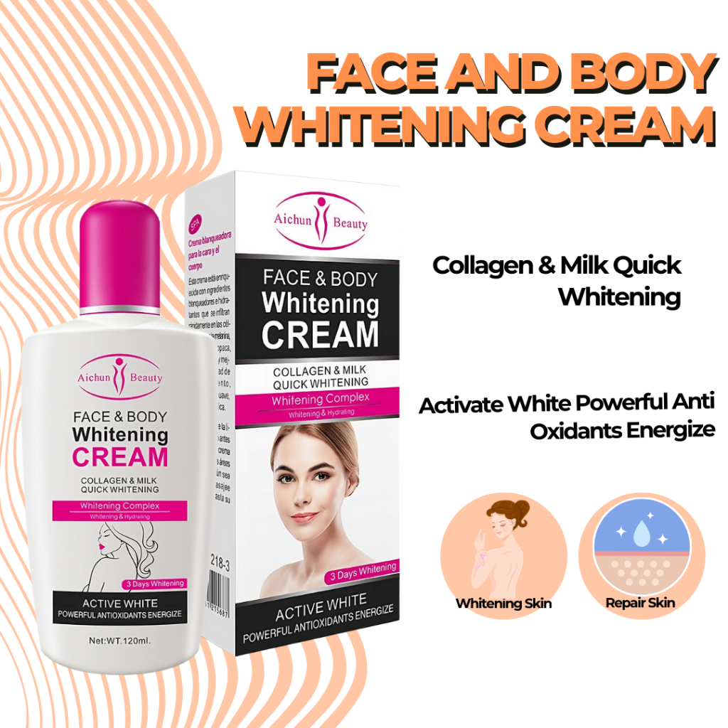 ORIGINAL Face and Body Whitening Cream with Collagen and Cow Milk 120ml ...