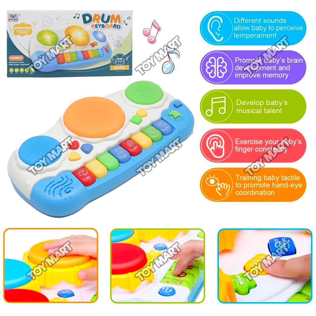 Toy Magic Electronic Drum Keyboard Musical Toy with Animal Sounds