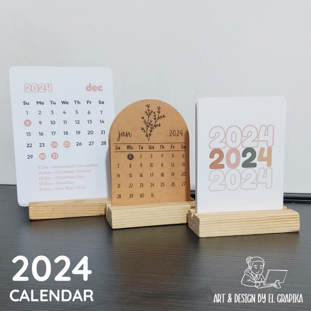 2024 Cute Desk Calendar / Minimalist/ Simple/ Aesthetic, El Grapika