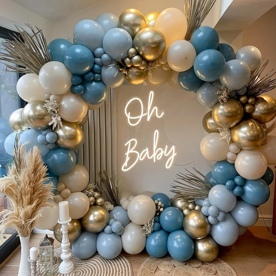 Blue Theme Birthday Party Balloon Set Decoration Baby Shower Backdrop