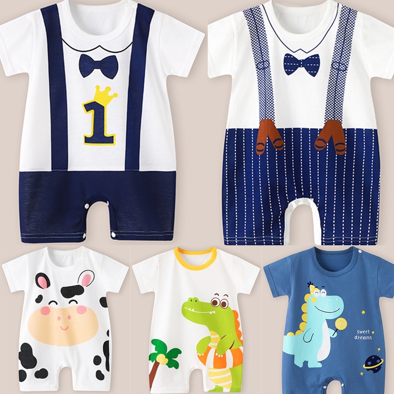 Newborn Baby boy Stretchable Soft Cotton Buttoned Onesies Jumpsuit 0 ...