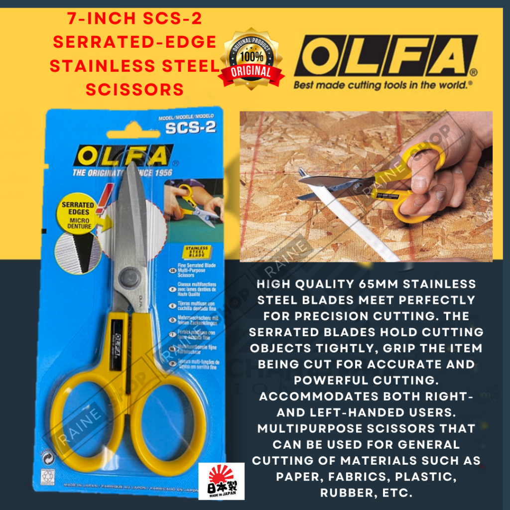 OLFA Stainless Steel Serrated Edge Scissors SCS2 7inch Shopee