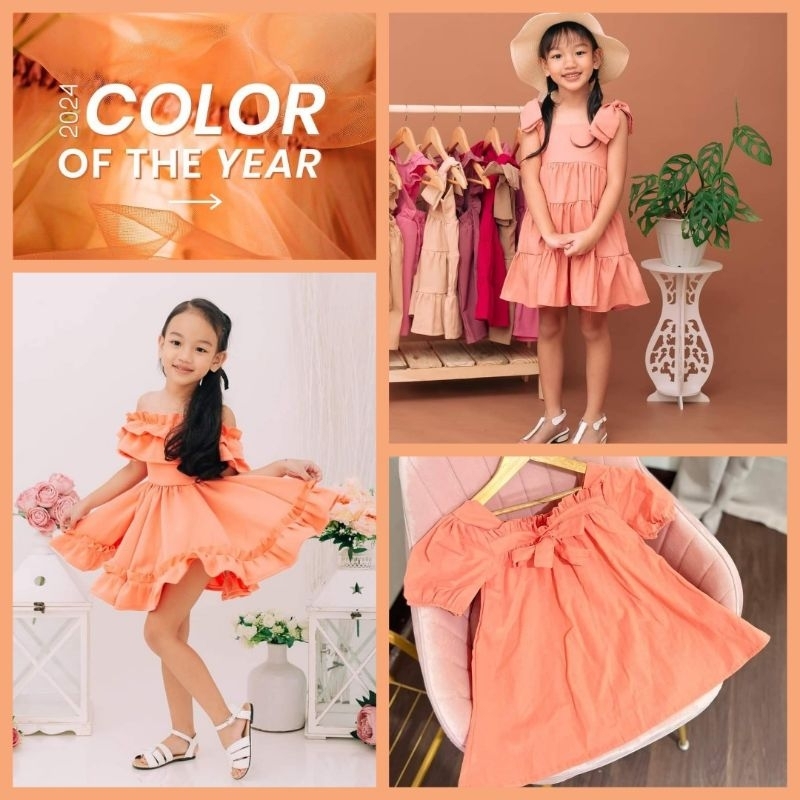 Baby Girl Apricot Crush Dress (pantone color of the year 2024) Shopee