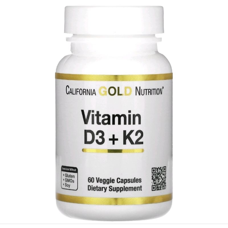 California Gold Nutrition Vitamin D3 + K2, 60 Veggie Capsules Shopee