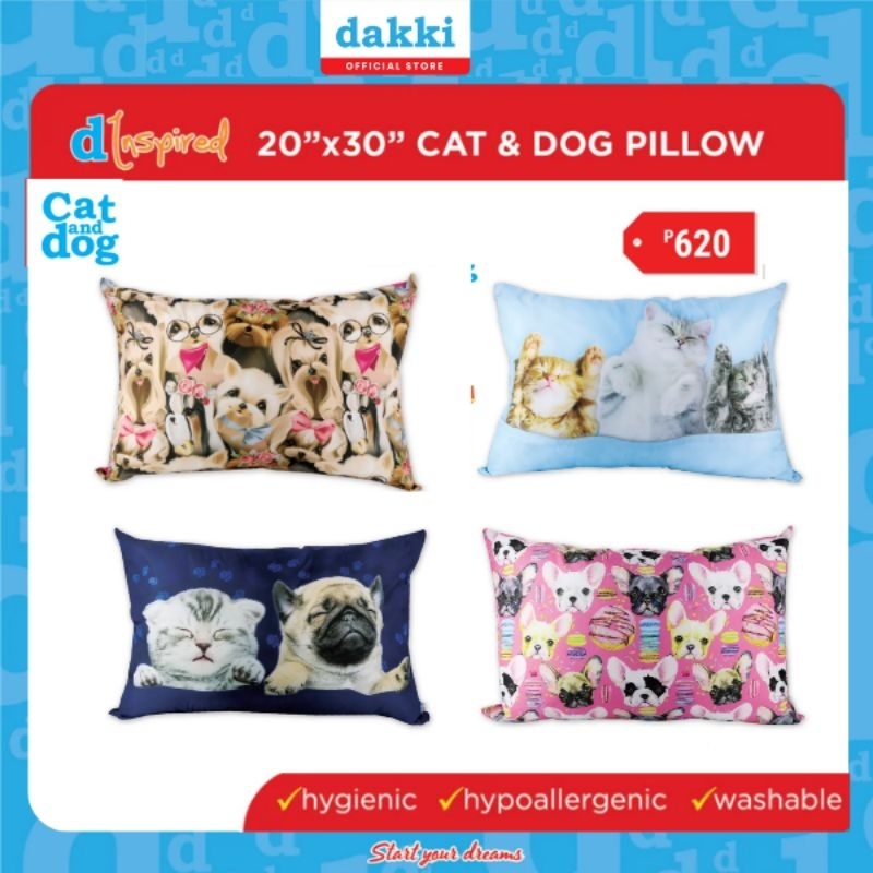 DAKKI DOG & CAT King Size Pillow 20"x30"( Reg.Price 595) Shopee
