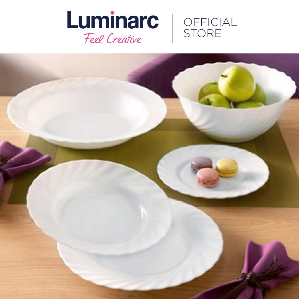 Luminarc Trianon 13pc Dinner Set White Plates Set Tableware Set