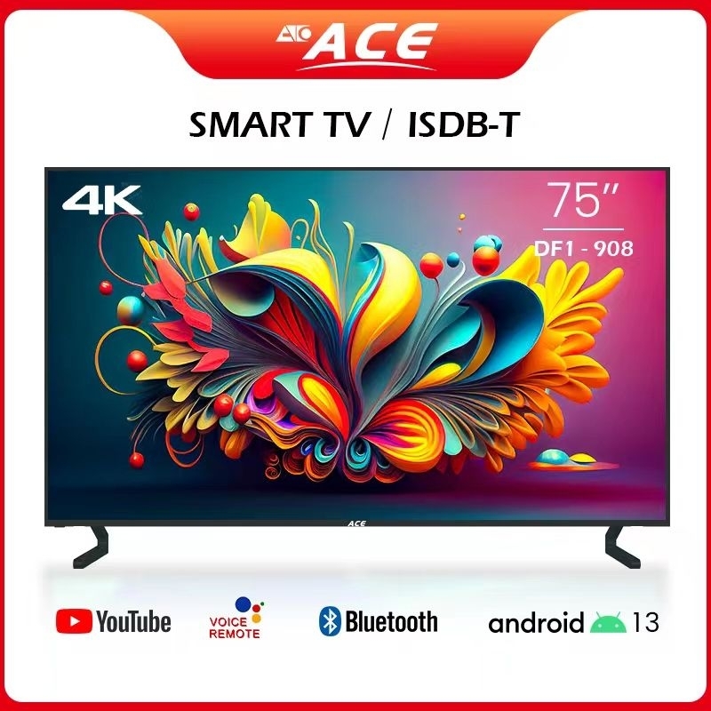ACE 75" UHD 4K Smart Google TV DF1 (Android 11, Netflix, Youtube