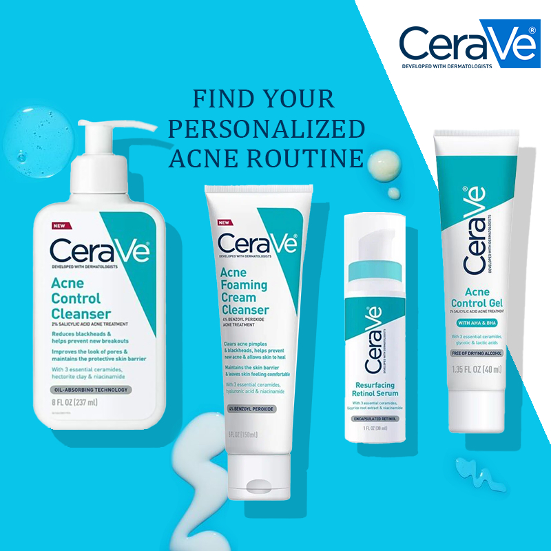 Cerave Salicylic Acid Acne Control Cleanser Set With Acne Treatment