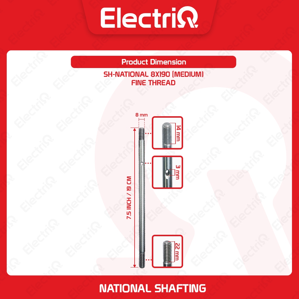 Electriq Electric Fan Parts National/Panasonic Shafting 8mm(diameter