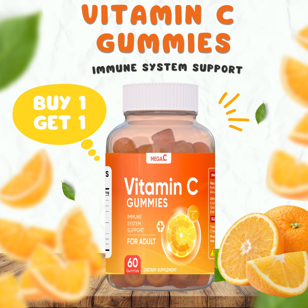 Vitamin C Gummies Mega C 60 Gummies Immunne System Support Acid Vegan ...