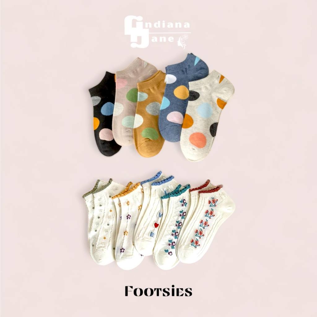 FOOTSIES 5pairs Set Cute Pattern Ankle Socks | Shopee Philippines