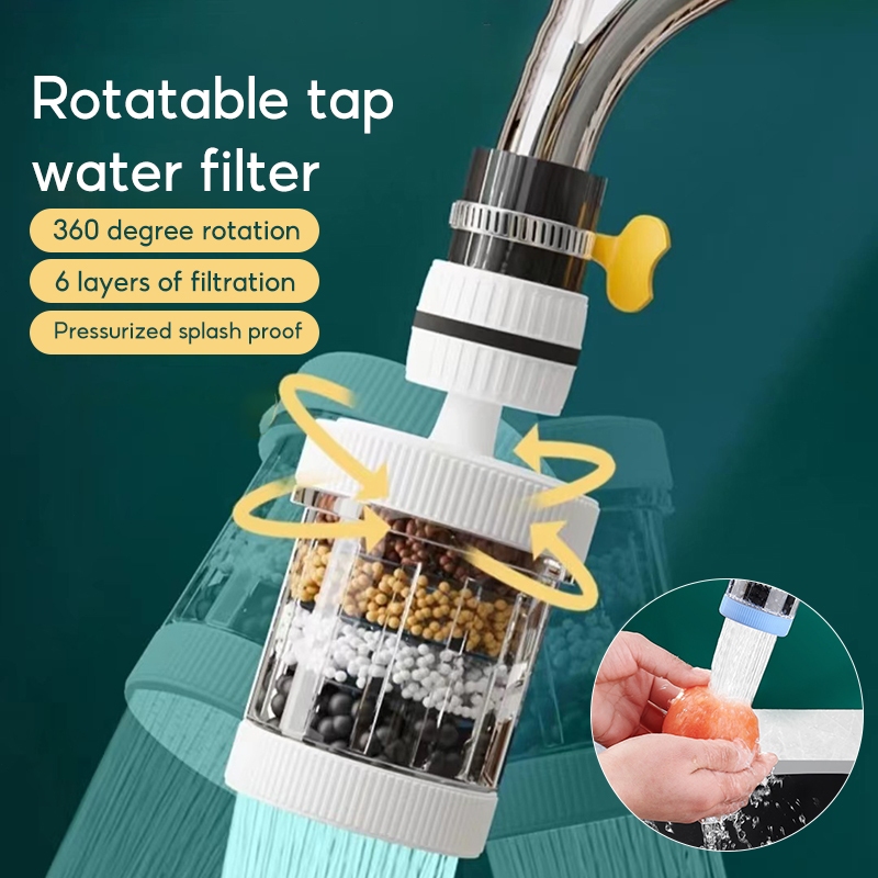 6 Layer Filtration 360 Degree Faucet Filter Splash-proof Shower Tap ...