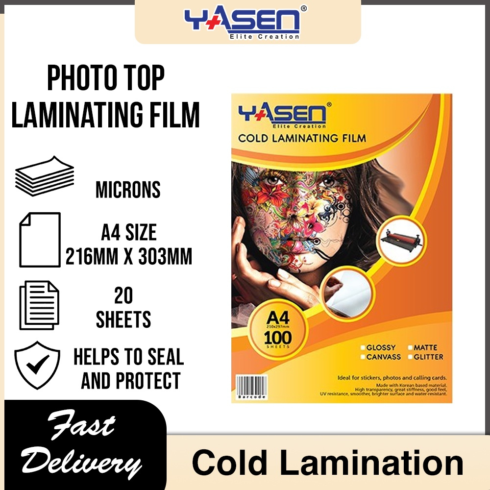 Yasen Cold Laminating Film Photo Top A4 Glossy Matte Glitter (20