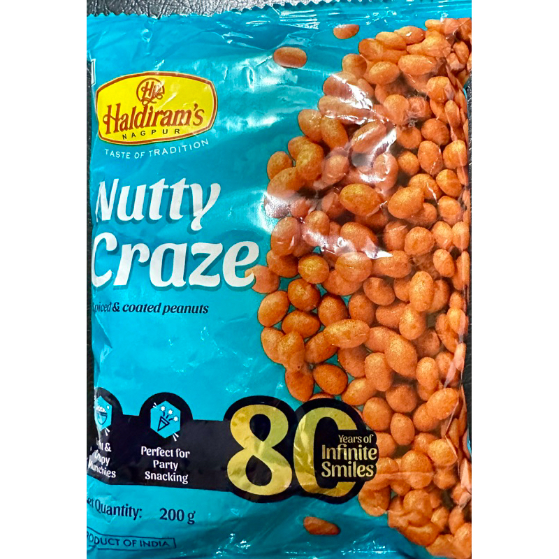 Haldiram's Nutty Craze Spiced & Coated Peanuts Snacks 200g (INDIA