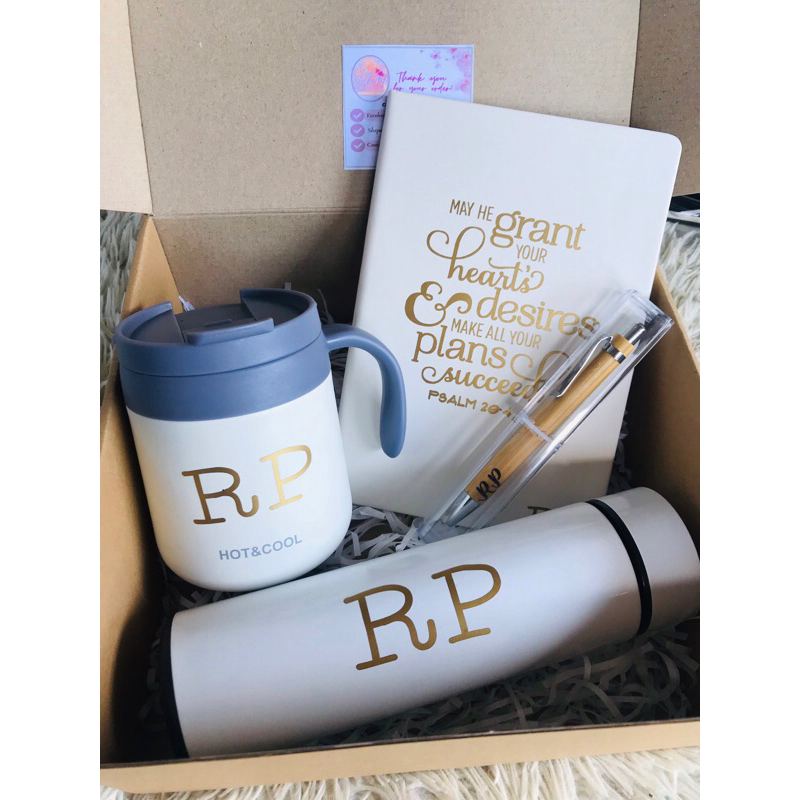 Personalized Gift Set(Tumbler,mug,notebook and pen) | Shopee Philippines