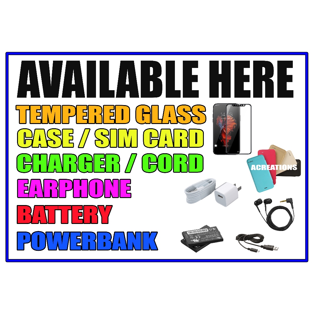 Laminated Signage A4 Size Available Here Tempered Glass/Charger/Casing