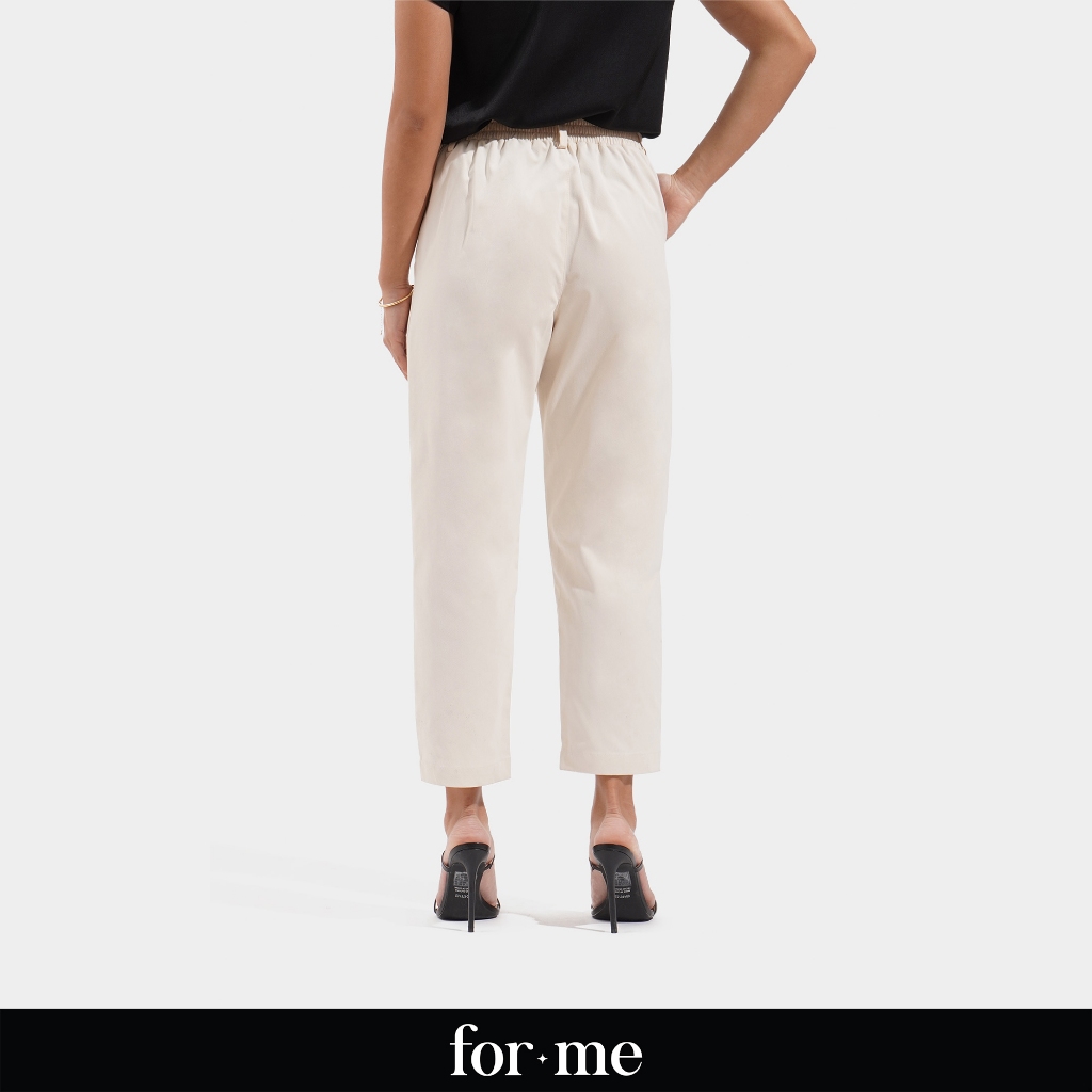 ForMe Pleated Slim Fit Cozy Pants for Women (Off White/Old Rose ...