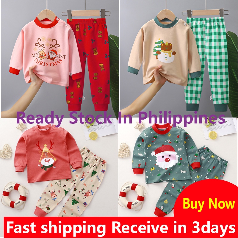 05Y baby pajamas set baby Christmas pajamas set with long sleeves&pant Santa Claus clothes