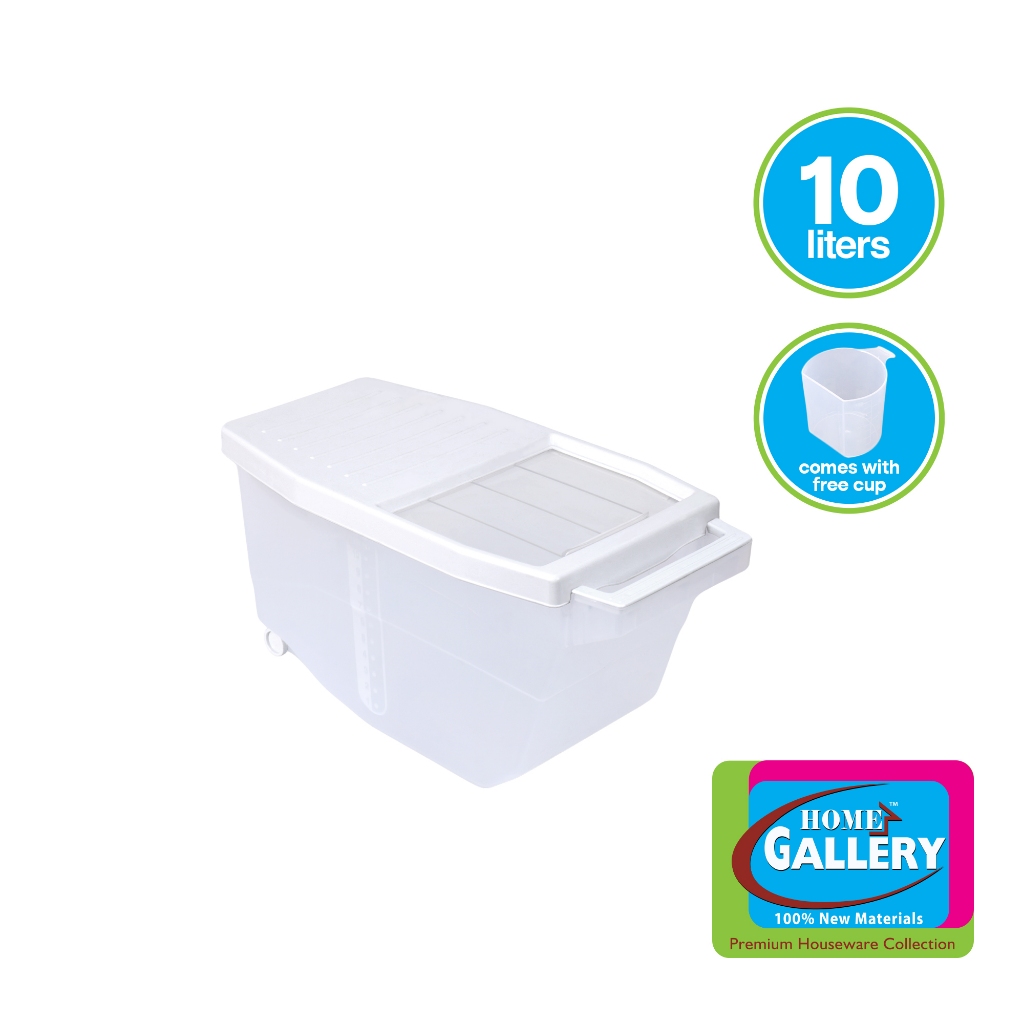 Home Gallery All-purpose Food Container w/ Wheel and Cup 10Ltr PP ...