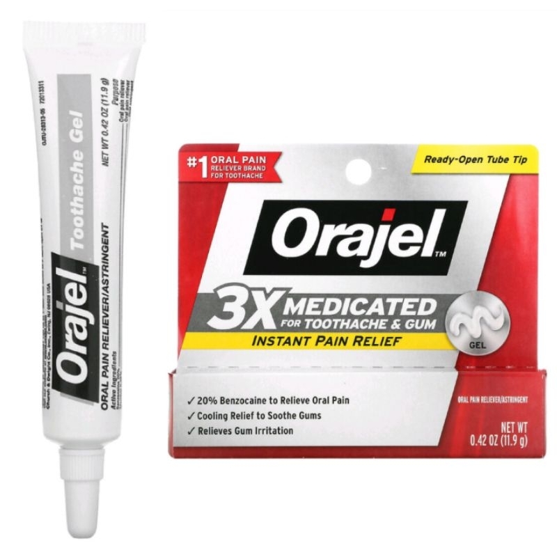 Orajel Instant Pain Relief Gel 3x Medicated For Toothache And Gum 0 42 Oz 11 9 G Shopee