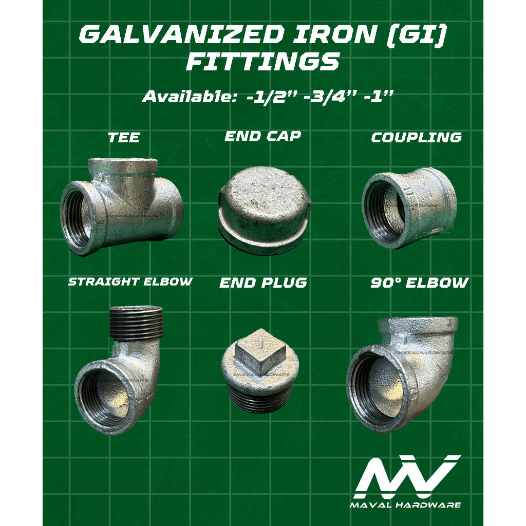 Galvanized Iron (GI) fittings Coupling, Tee, 90° Elbow , Str. Elbow