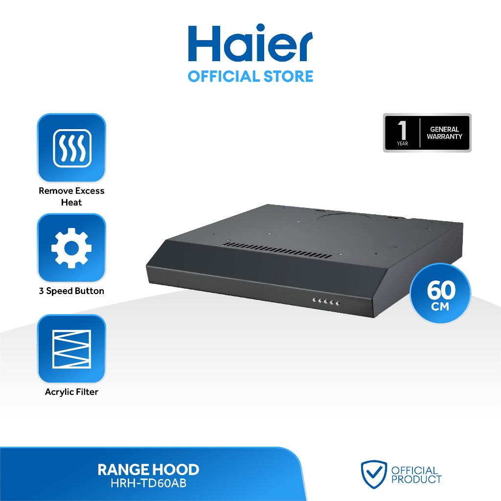 Haier HRHTD60AB 60cm Range Hood (Black) Shopee Philippines