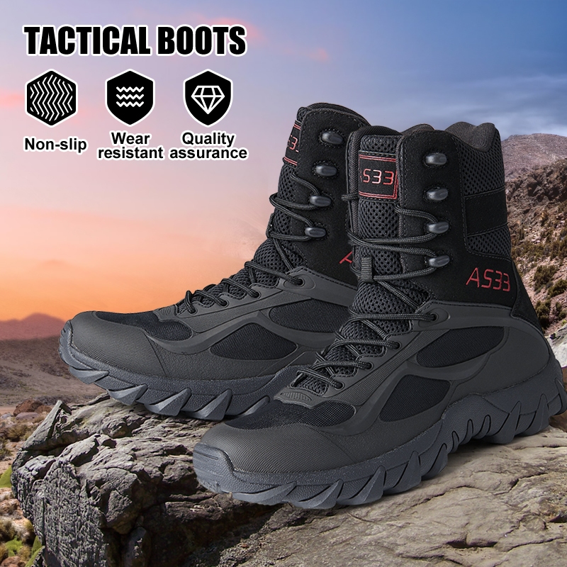 Martin Boots Men's Summer Breathable High-top Shoes Military Uniforms Desert Training Boots Leather Boots