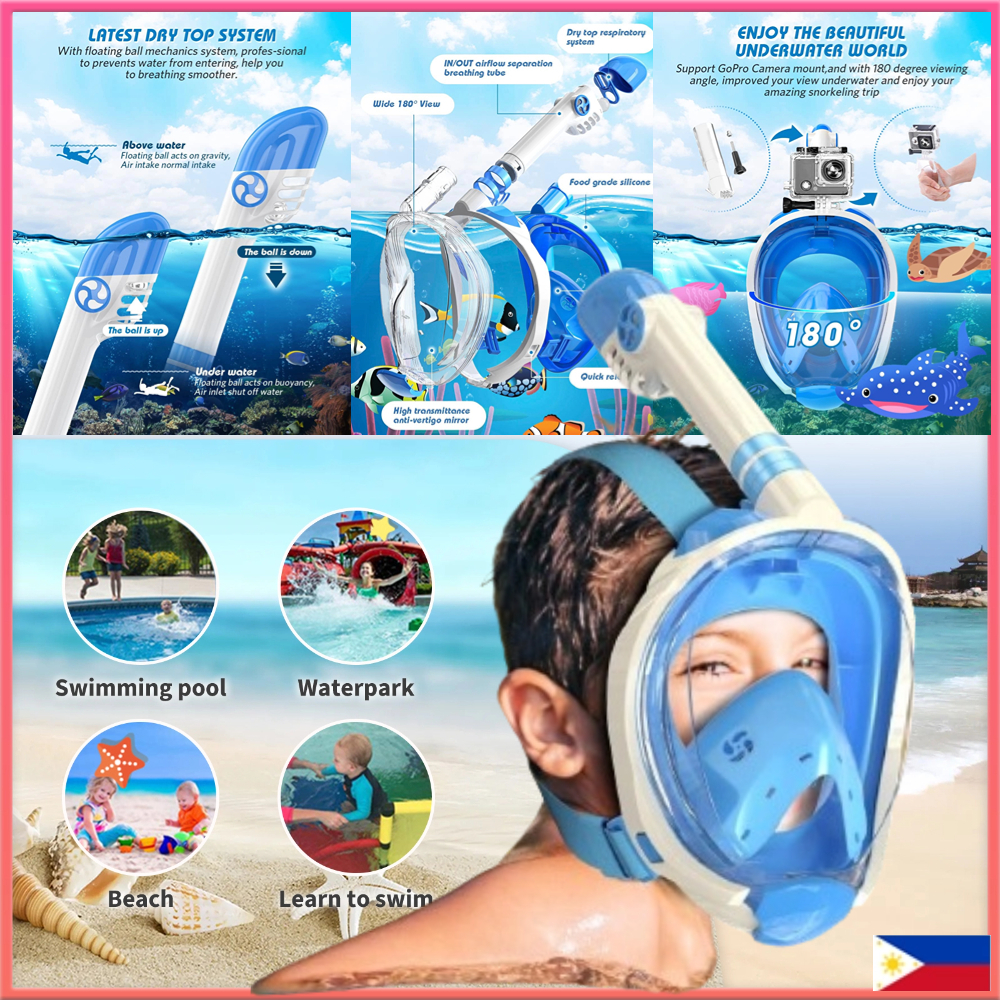 Snorkeling Mask Kids Snorkeling Set Kids Full Face Snorkeling Mask For ...