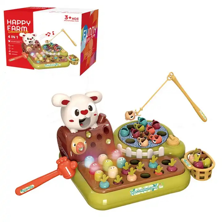 BBTAM Montessori Baby Farm Pretend Toy Set Whac A Mole Fishing Game Feeding  Animals