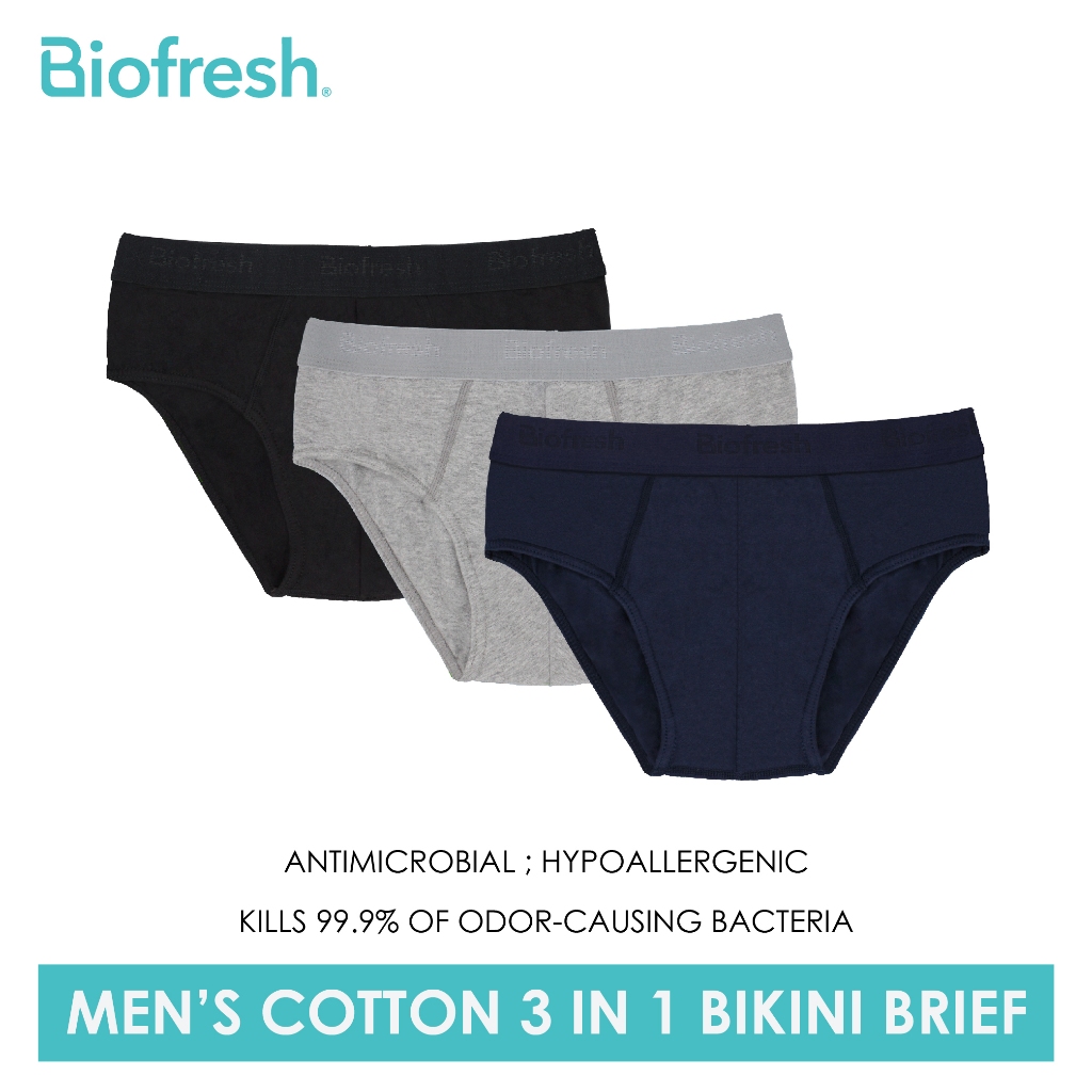 Biofresh Men's Antimicrobial Cotton Bikini Brief 3 pieces in a