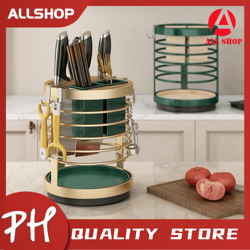 ALLSHOP Kitchen Rotatable Knife Holder Stainless Steel Knife Storage ...