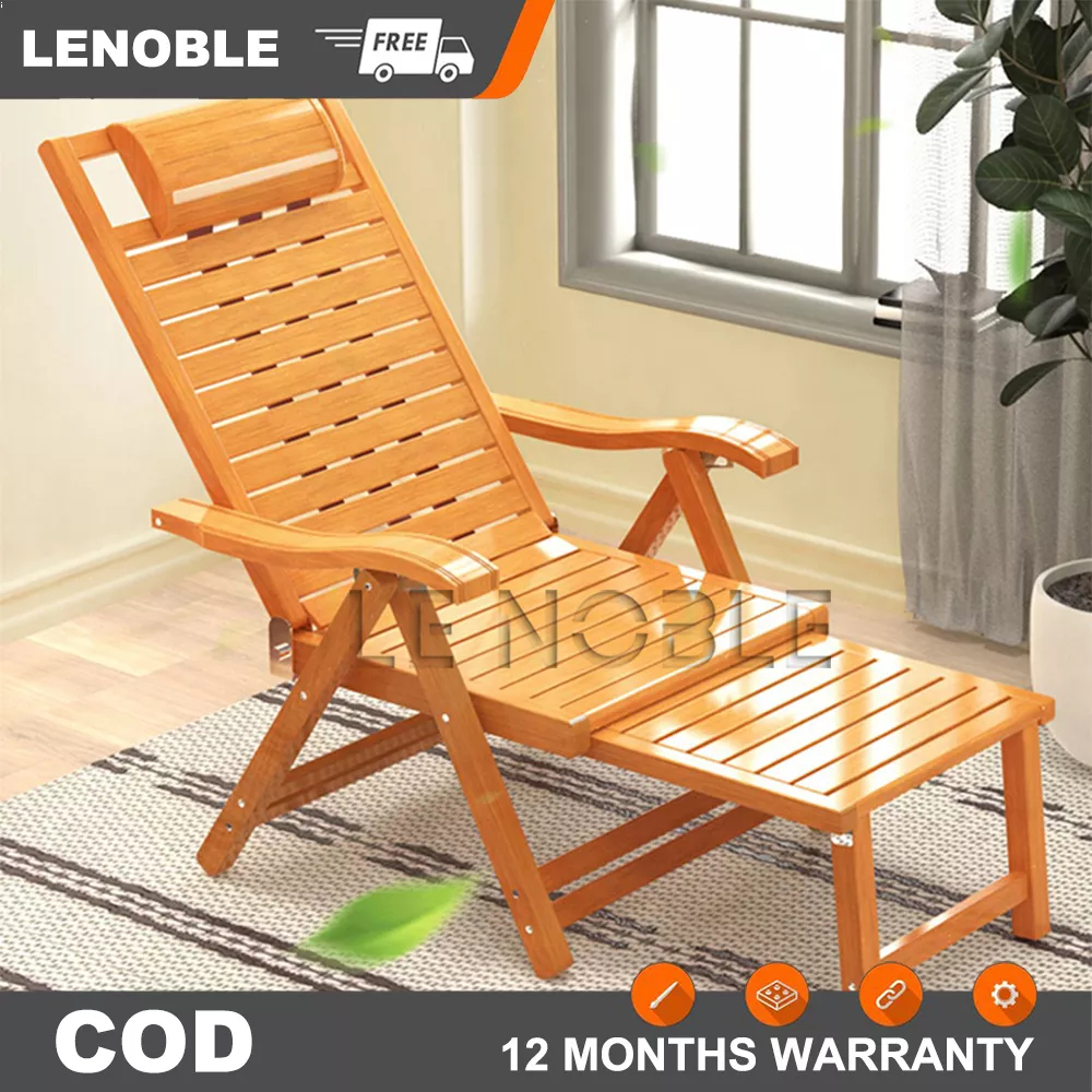 【PH&Stock】Bamboo Recliner Leisure Chair Folding Chair Outdoor Bamboo