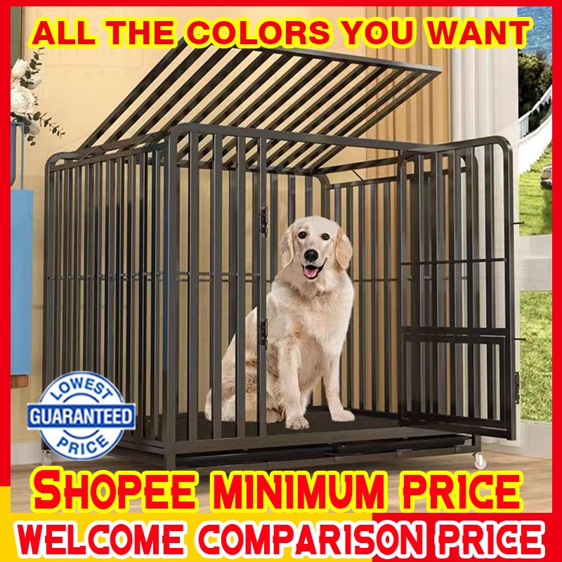 Thickening Square Tube Dog Cage Stainless Pet Dog Cage With Poop Tray