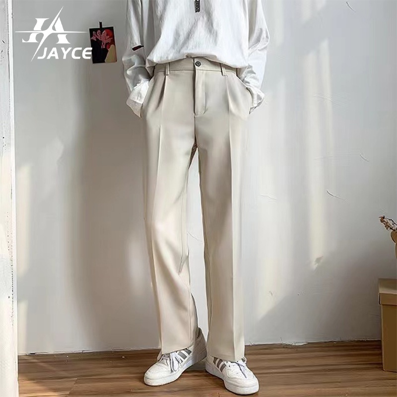 Suit Pants Men's Fashion Dress Pants Korean Style Loose Straight Casual  Pants