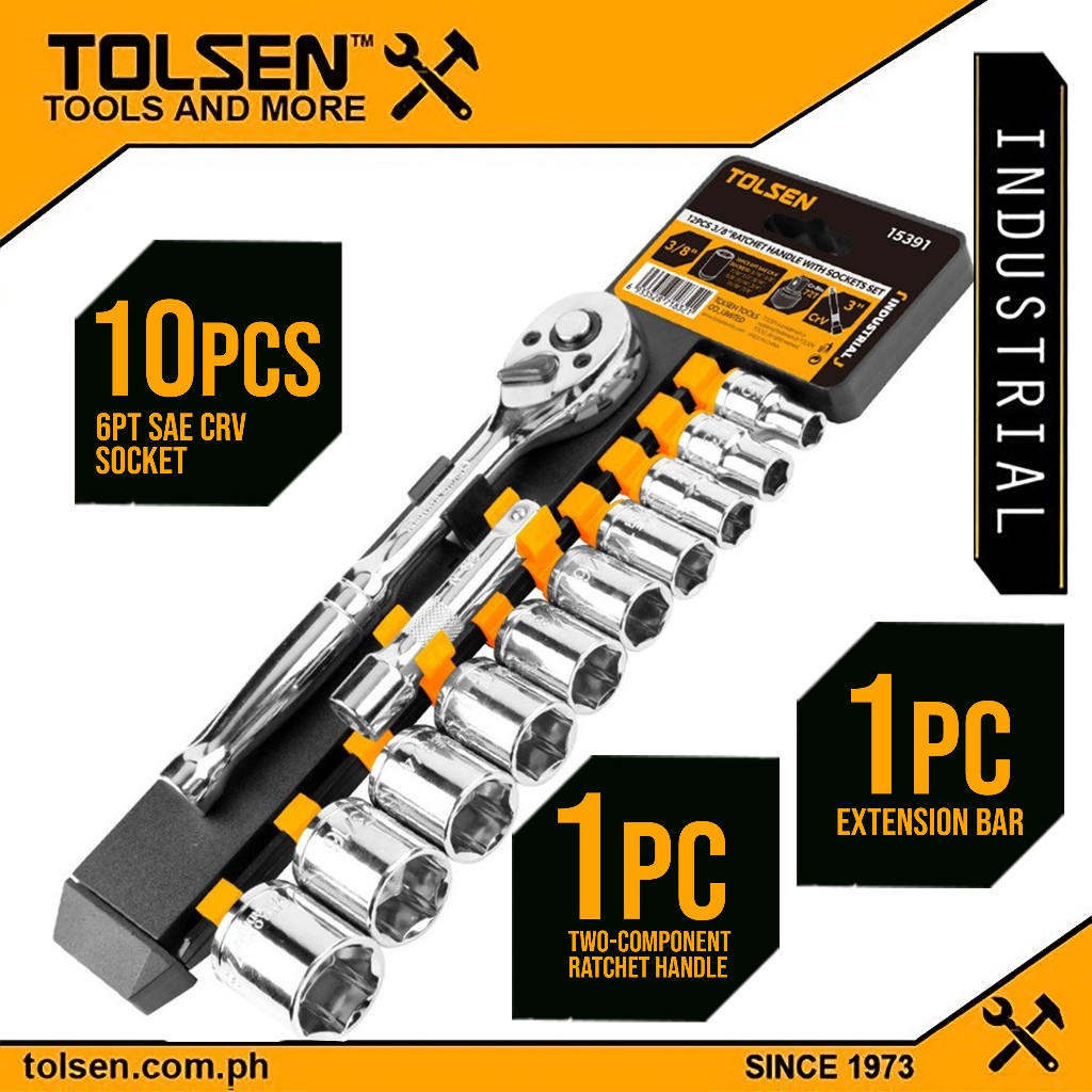Tolsen 12pcs Reversible Ratchet Handle w/ SAE Socket Set [ONLINE ...