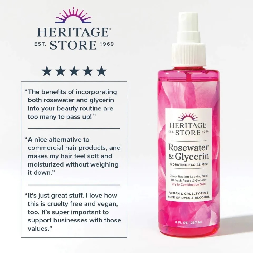 Heritage Store, Rosewater & Glycerin, Hydrating Facial Mist, 59ml/118ml/237ml Shopee Philippines