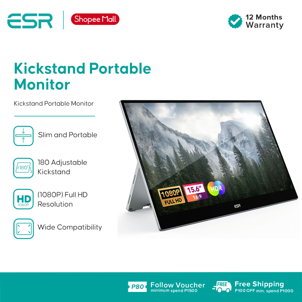 ESR Kickstand Portable Monitor 15.6 inch Portable USB Display Monitor