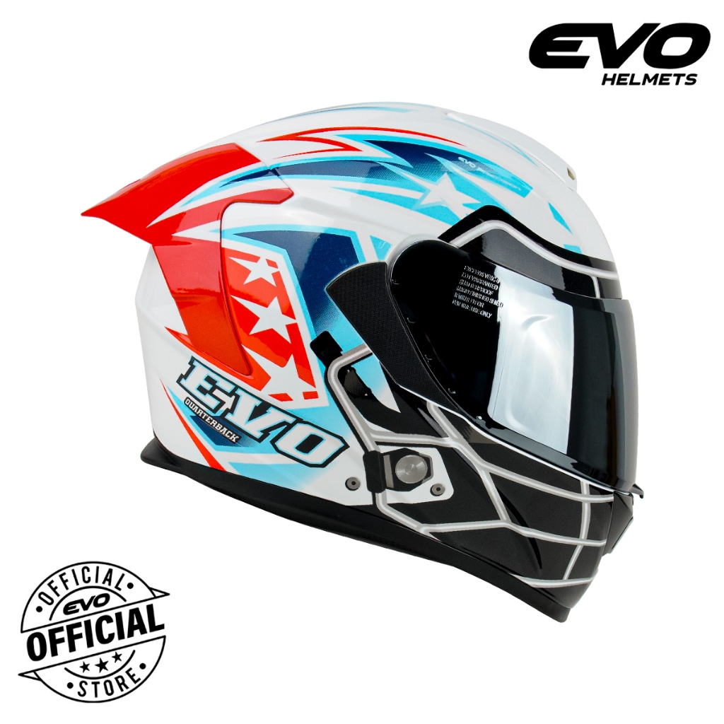 EVO GTPRO Quarterback Full Face Dual Visor Motorcycle Helmet with Free