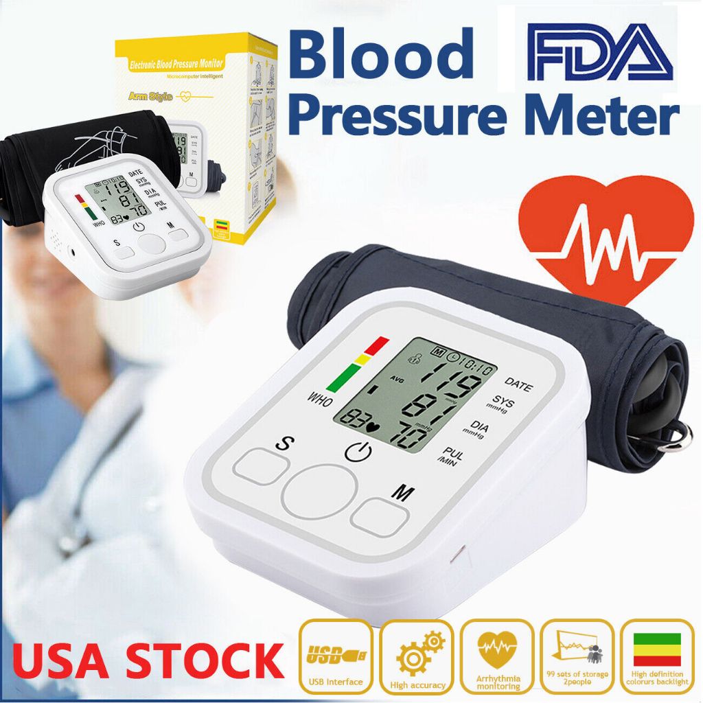 Arm Digital Blood Pressure Monitor Voice Reading BP Cuff Meter Tester ...