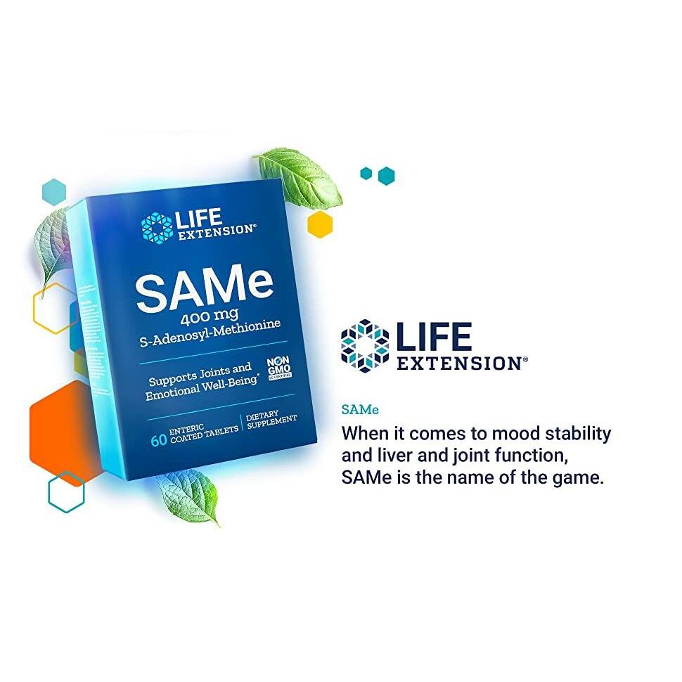 Life Extension, SAMe, S-Adenosyl-Methionine, 400 mg, 30/60 Enteric ...