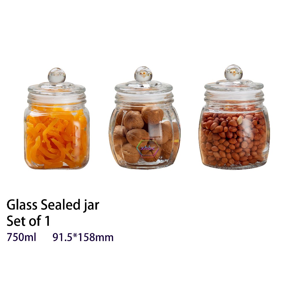 750ml Glassware Food Storage Canister Glass Jar Plastic Lid With rubber HMFG56B750 Shopee